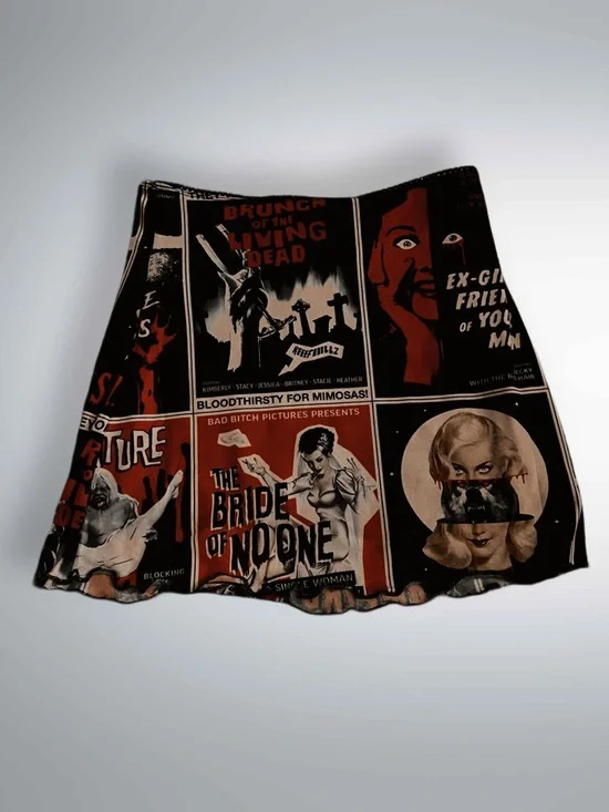 Dolls Kill Horror Comic Panel Mini Skirt - Black & Red - Picture 2 of 2